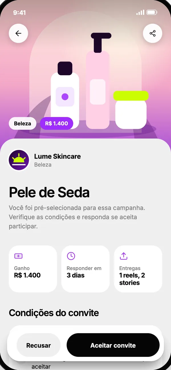 Tela do app: Receba a resposta