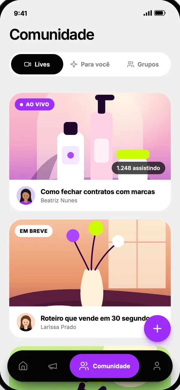 Tela do app: Lives